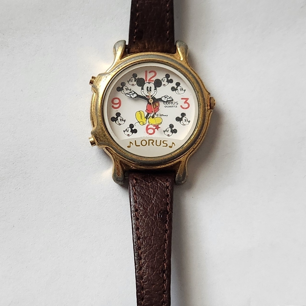 Disney Gold and Brown Mickey Mouse Watch